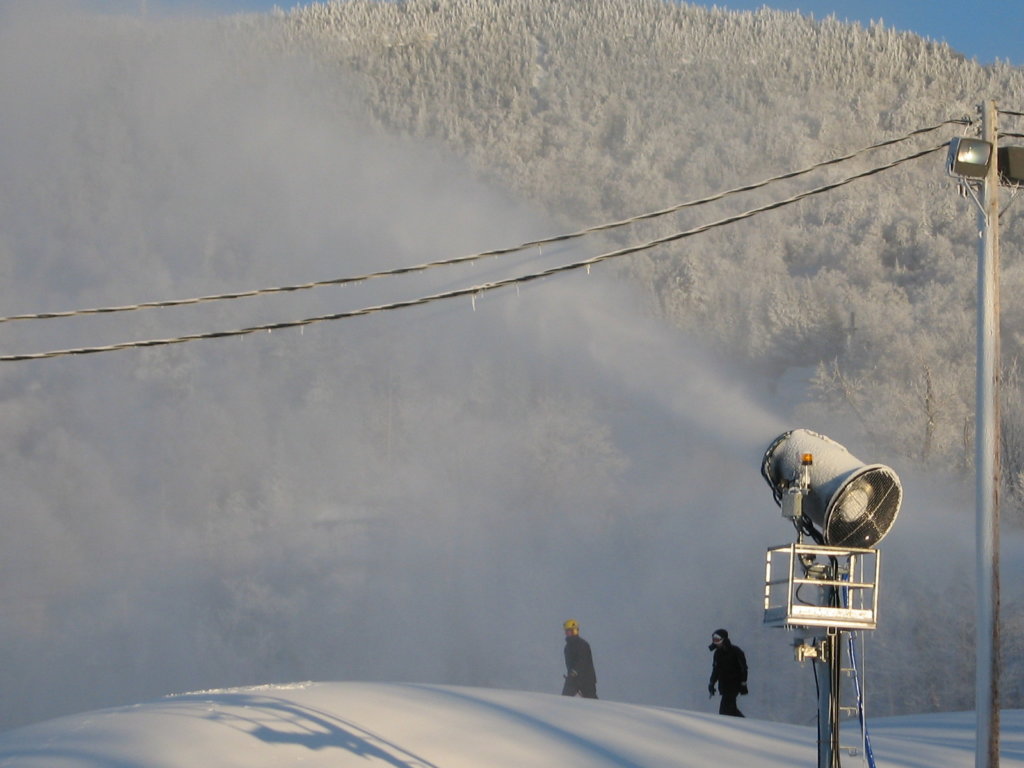 A Fan Gun Blows Snow on the Slopes of Bolton Valley