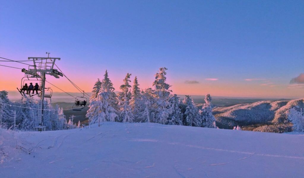 Sunset at the top of Bolton Valley.