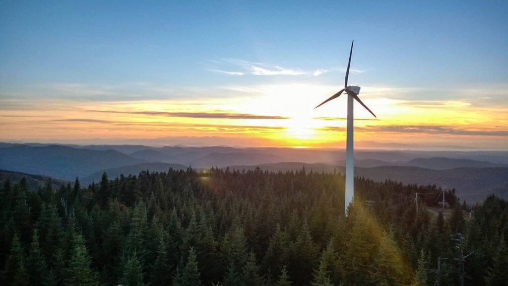 A view of the Bolton Valley Mountain at sunset
