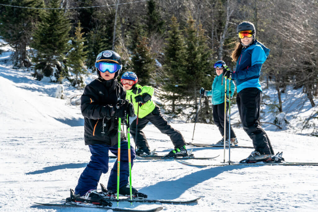 Lindsay DesLauriers takes a beak from ripping the Bolton Valley slopes, March 2020