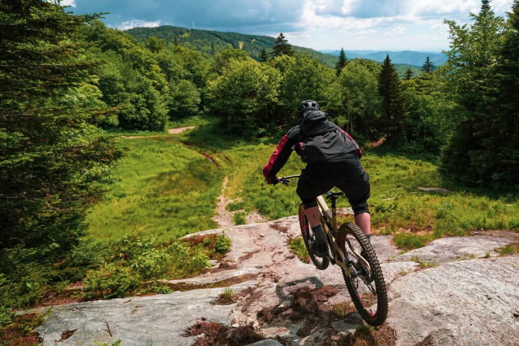 Mountain biking at Bolton Valley in Vermont in the Woods