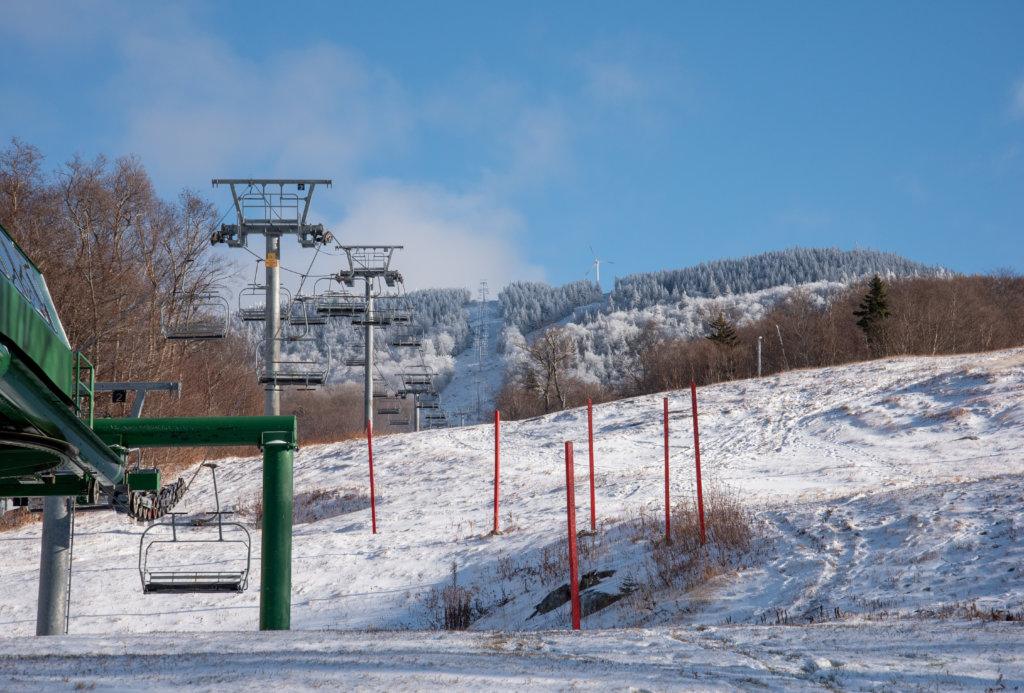 A Beautiful Day on the Mountain Looking Up Past Vista Lift from the Main Base Area