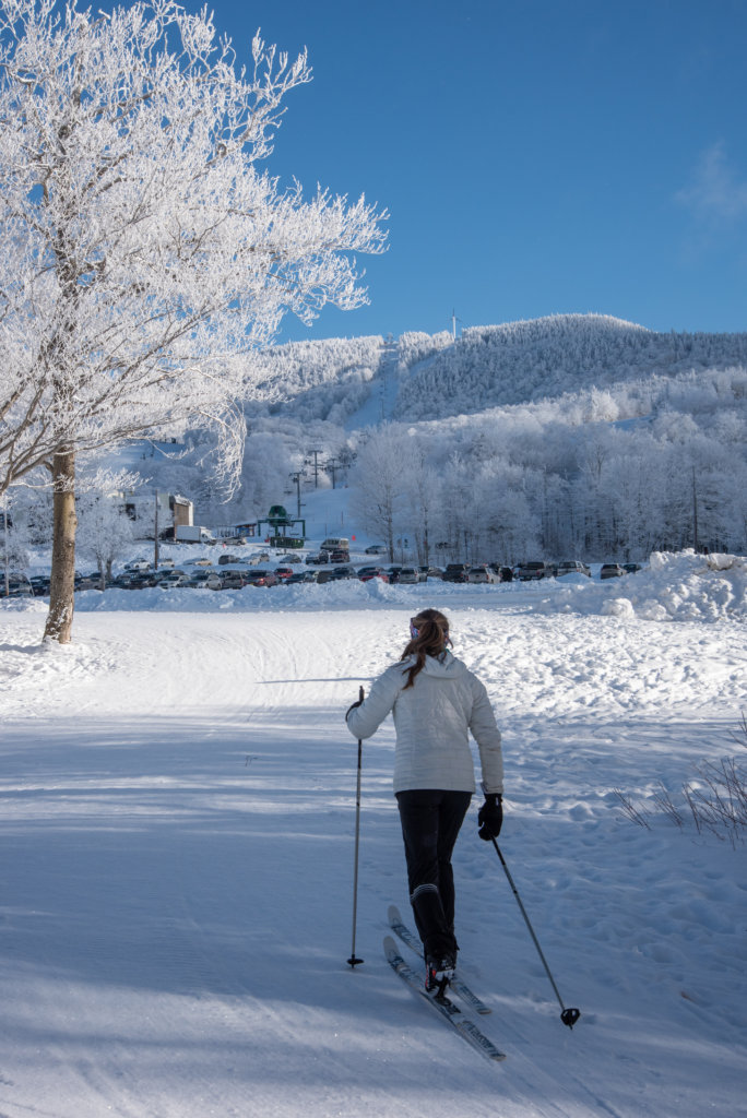 Allee, a nordic ski instructor, skiing away.