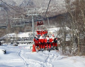 Santas Ride the Chairlift