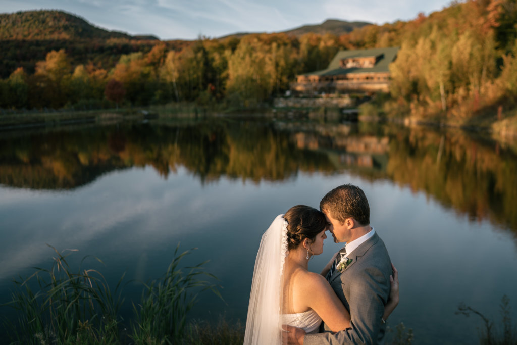 Newlyweds Basque in the Glory of The Ponds at Bolton Valley