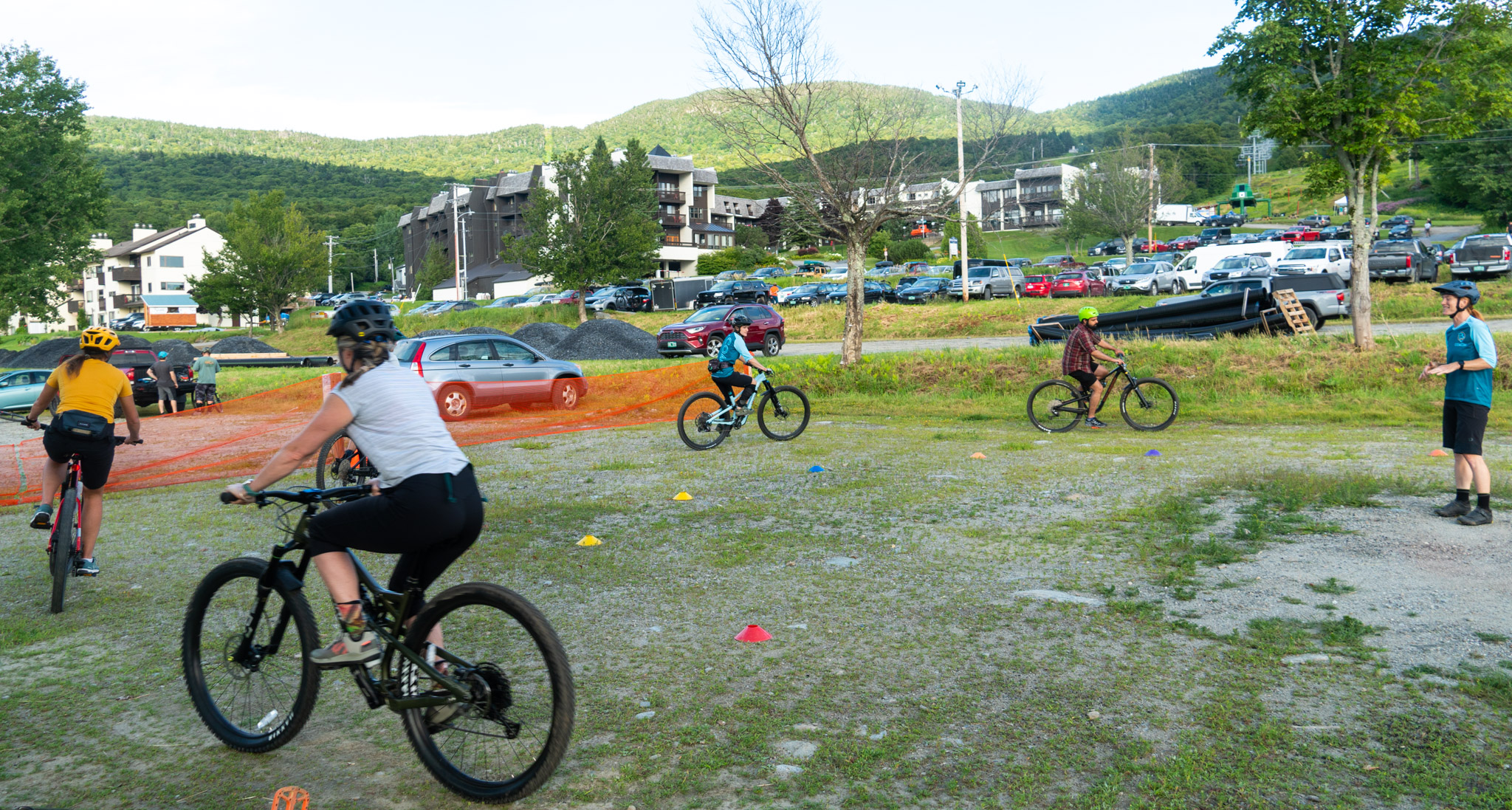 Beginner mountain bike group practice drills in the Progression Zone