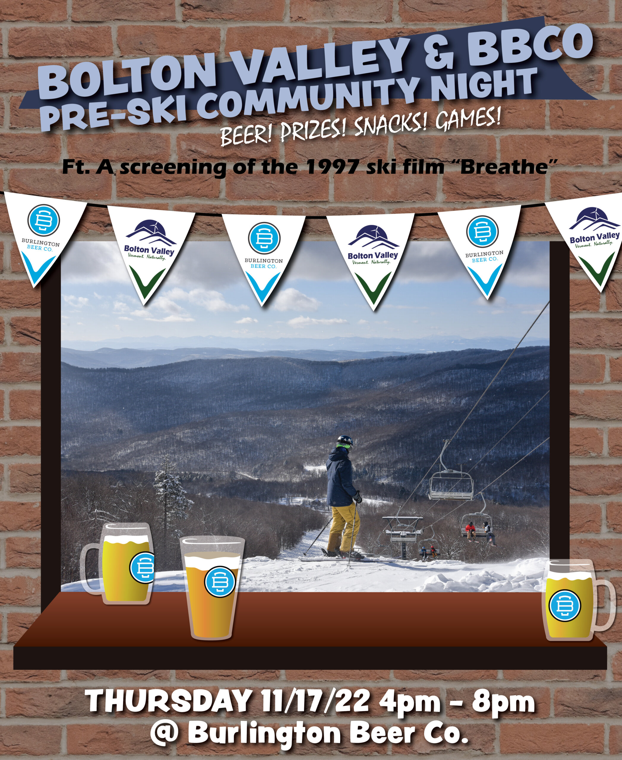A Flyer for the Bolton Valley event at Burlington Beer Company