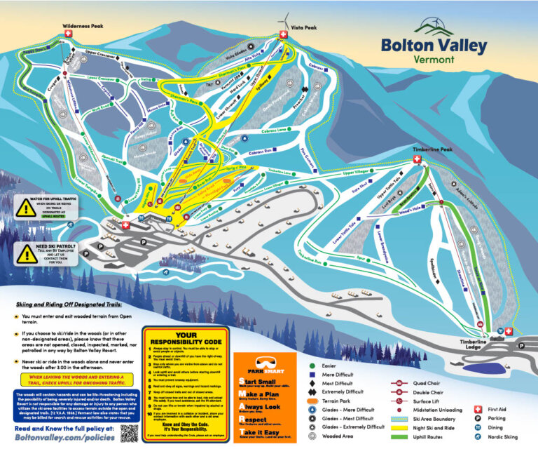 Trail Maps Alpine & Nordic Terrain Bolton Valley, Vermont