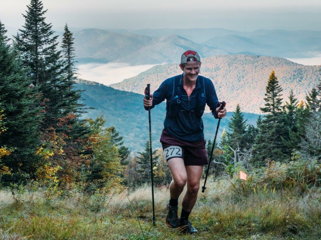 running up mountain during a race