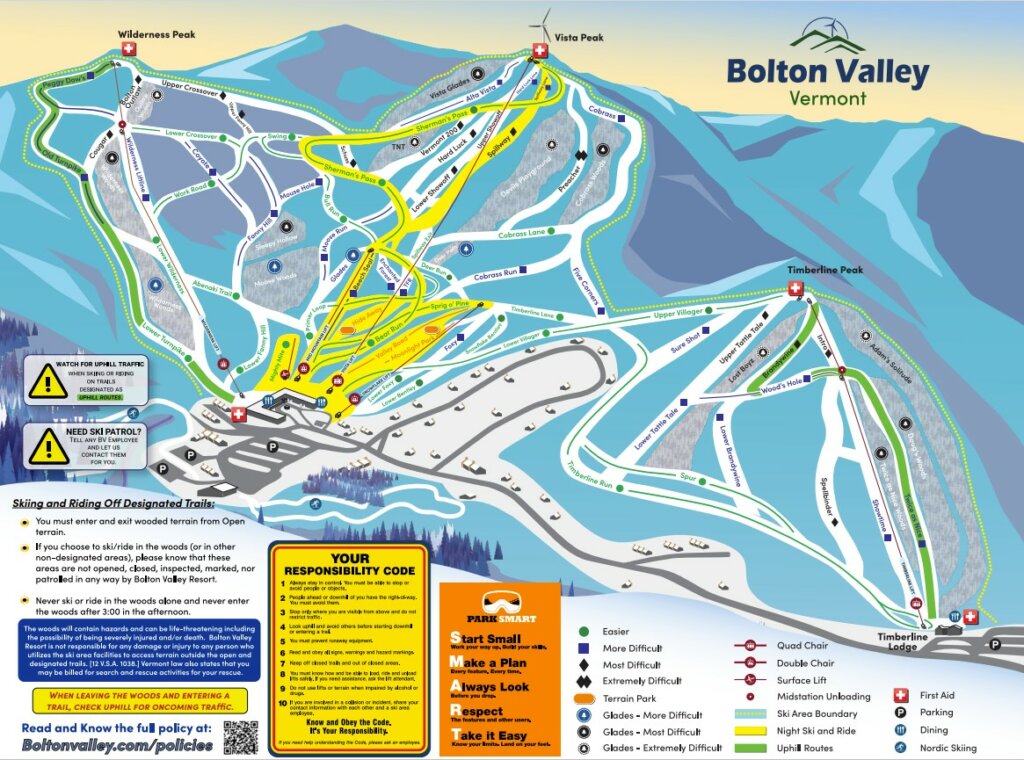 Trail Maps - Alpine & Nordic Terrain - Bolton Valley, Vermont